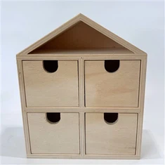 Træhus - formet fire - skuffeskab